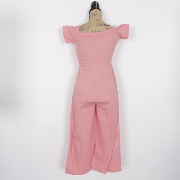 Gorgeous etophe studios pink off the shoulder Linen jumpsuit size S - Picture 4 of 11